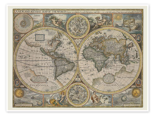 Antique map of the world, 1626 Antique map of the world, 1626